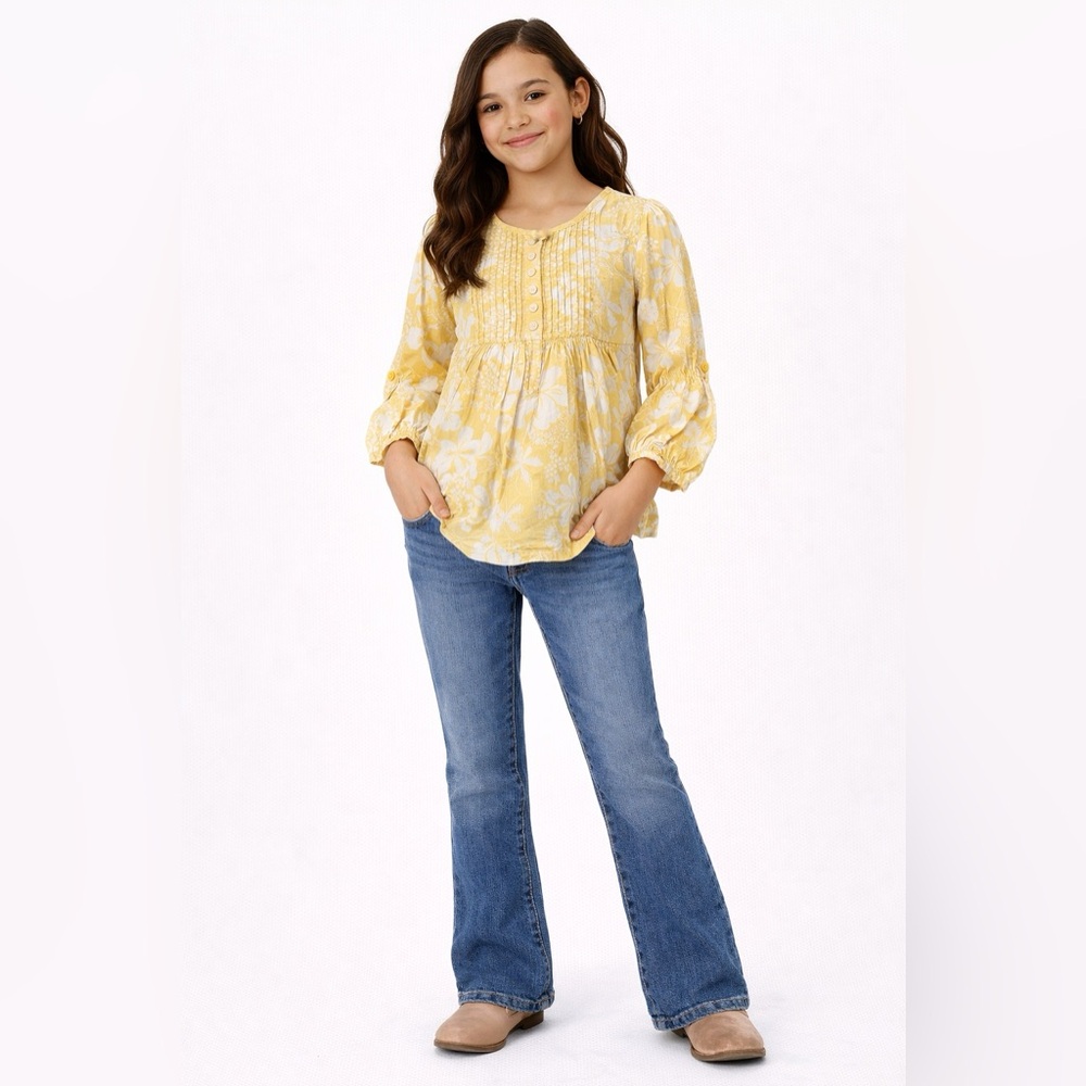 Pumpkin Patch Yellow Floral Kids Blouse